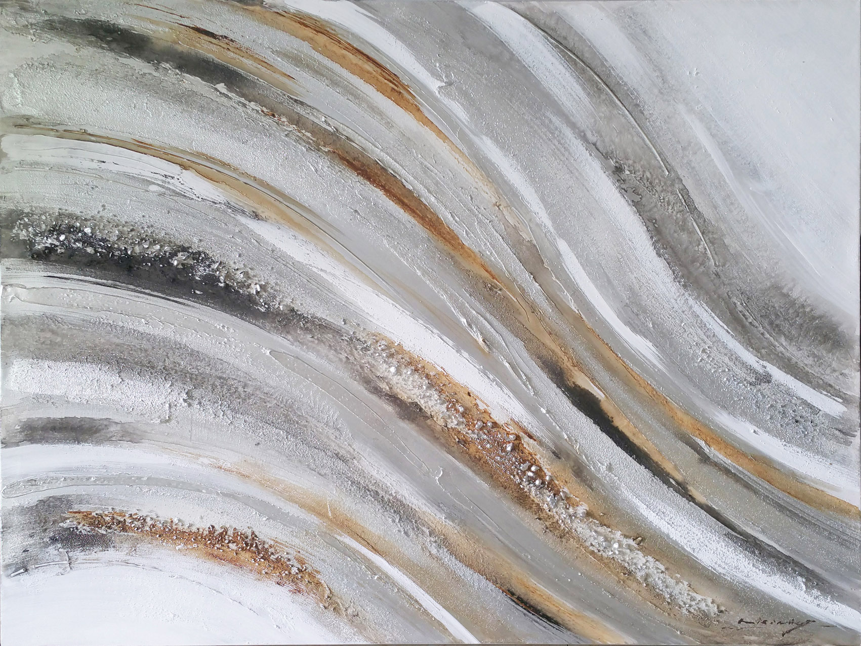 DY034 Wall décor art oil on canvas abstract grey and brown tones